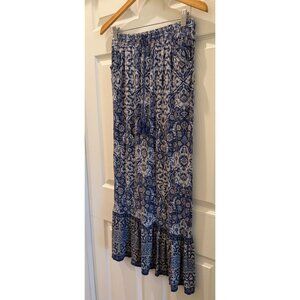 Max Studio Womens Bohemian Paisley Maxi Skirt With Elastic Waist & Drawstring